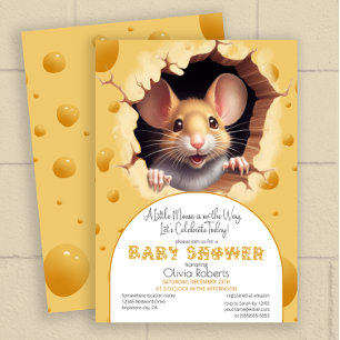 Liten mus i ost Baby Shower Inbjudningar