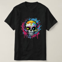 Liten Naughty Skull: Graffiti Colorful T-shirt Art