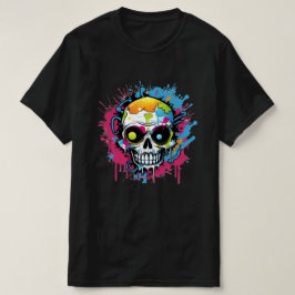 Liten Naughty Skull: Graffiti Colorful T-shirt Art