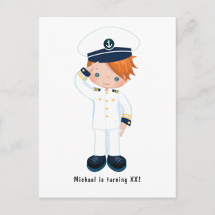 Liten Navy Pojke Marin Födelsedagsfest Inbjudan