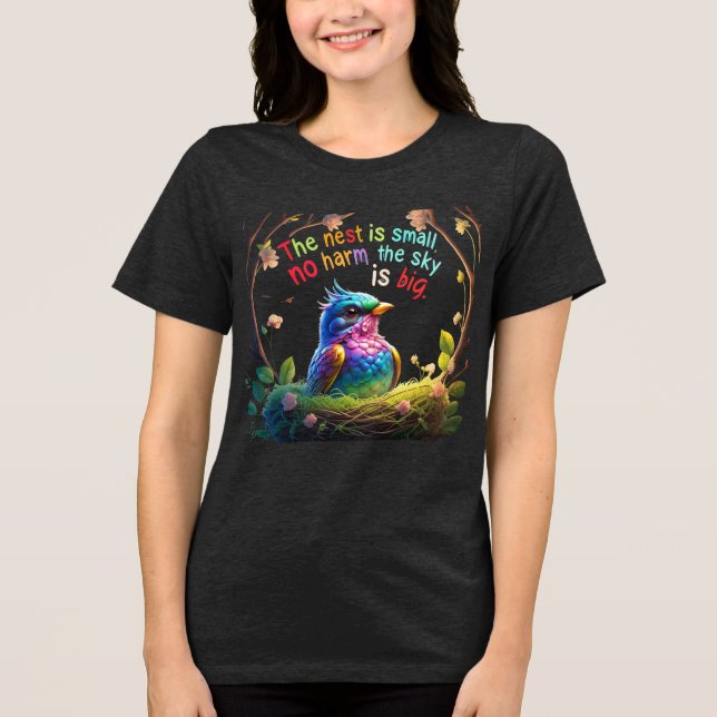 Liten Nest, stora drömmar - inspirerande naturkons T Shirt (Framsida)