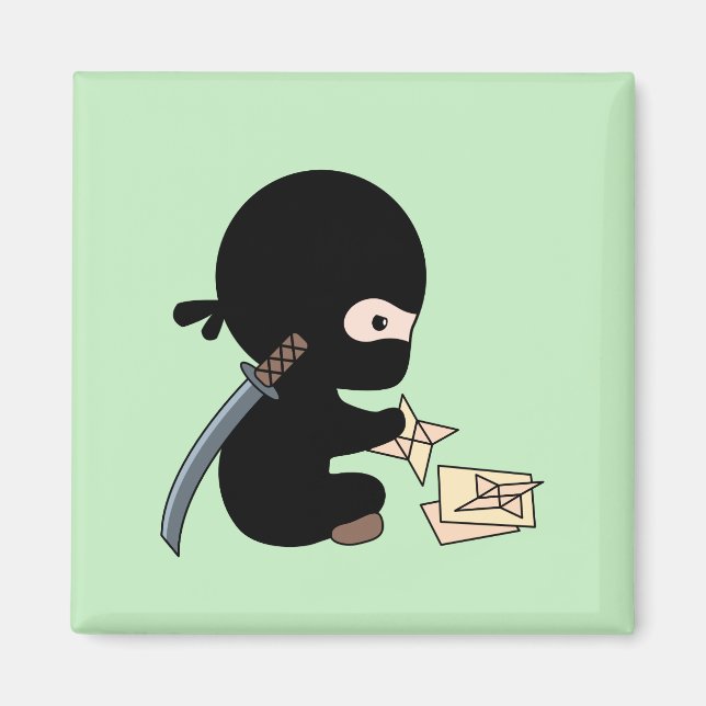 Liten ninja gör origami-papper kaststjärna magnet (Framsidan)