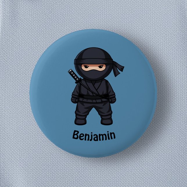 Liten Ninja Krigare på Blå Knapp (Skapare uppladdad)
