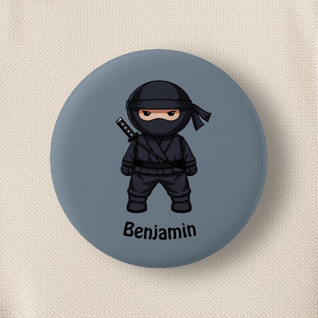 Liten Ninja Krigare på Grått Knapp (Skapare uppladdad)