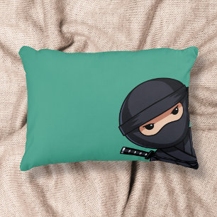 Liten ninja-krigare på grön accentkudde prydnadskudde