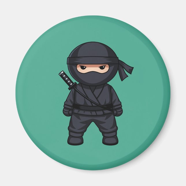 Liten Ninja Krigare på Grönt Magnet (Framsidan)