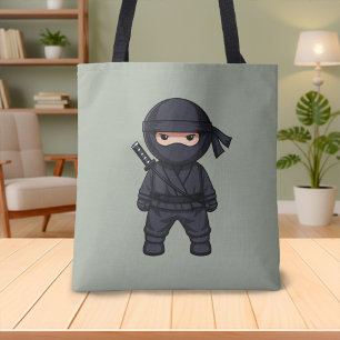 Liten Ninja Krigare på Salggrön Tygkasse
