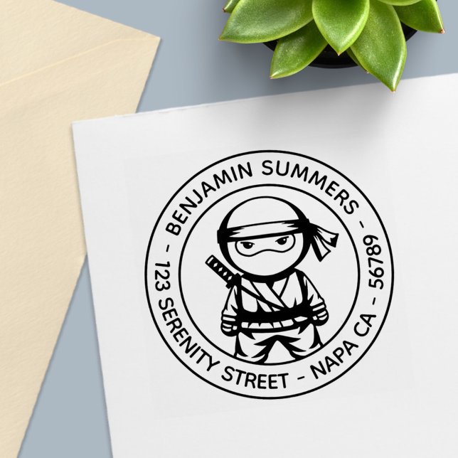 Liten Ninja Rund Adress Självfärgande Stämpel (Skapare uppladdad)