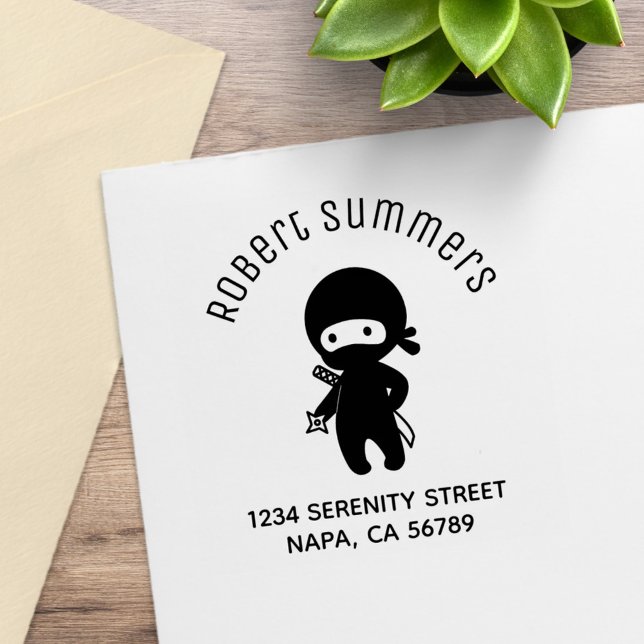 Liten ninja som håller kaststjärna Arch Address Stämpel (Skapare uppladdad)