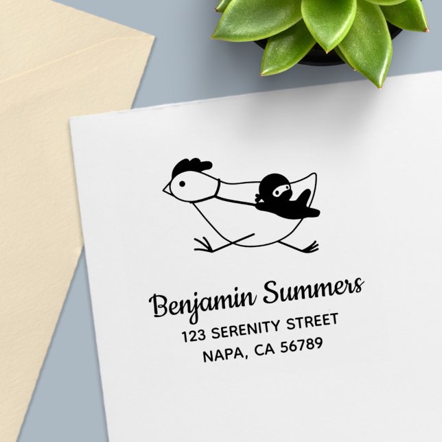 Liten Ninja Stor Kyckling Adress Självfärgande Stämpel (Skapare uppladdad)