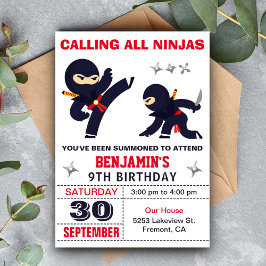 Liten Ninja Warrior Barnkalas Inbjudningar