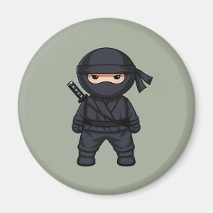 Liten Ninja Warrior på salviagrön Magnet