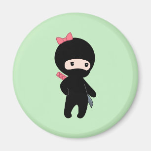 Liten Ninjaflicka på grönt Magnet