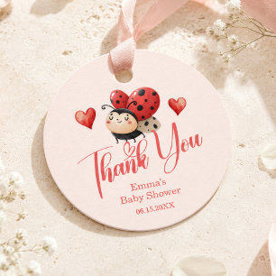 Liten Nyckelpiga Tack Baby Shower Gåvor Etiketter