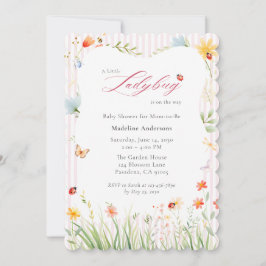 Liten Nyckelpiga Vildblomma Baby Shower Inbjudningar