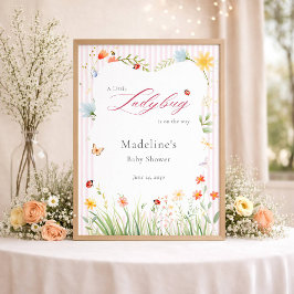 Liten Nyckelpiga Vildblomma Baby Shower Välkommen Poster