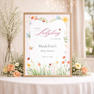 Liten Nyckelpiga Vildblomma Baby Shower Välkommen Poster