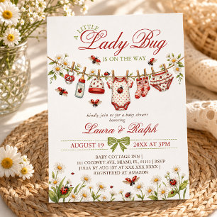 Liten Nyckelpiga Vildblomma Flickbarns Baby Shower Inbjudningar