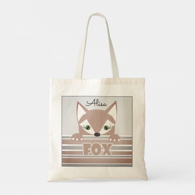 Liten, nyfiken Fox Tote Bag Tygkasse (Baksida)