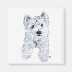 Liten nyfiken Westie Magnet