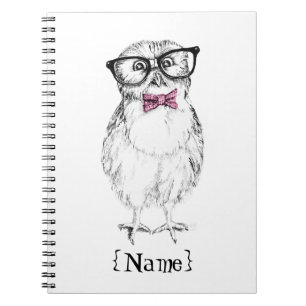 Liten och smart bläckteckning för Nerdy Owlet Anteckningsbok