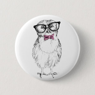 Liten och smart bläckteckning för Nerdy Owlet Knapp