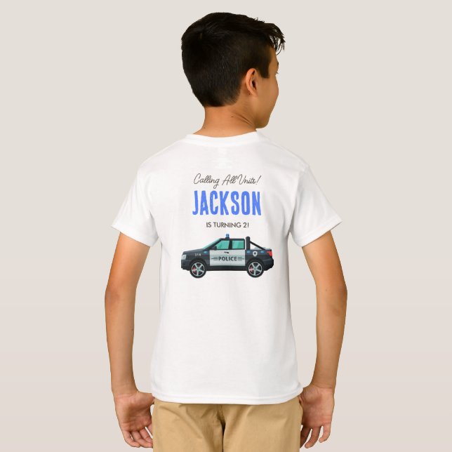 Liten officer polis födelsedag | Personlig  T Shirt (Hel baksida)