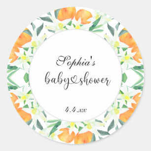 Liten orange baby shower runt klistermärke