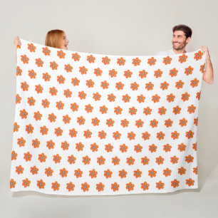Liten Orange Blommor Fleecefilt