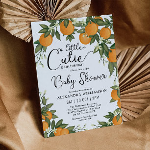 Liten Orange Citrus Greenery Baby Shower Inbjudningar