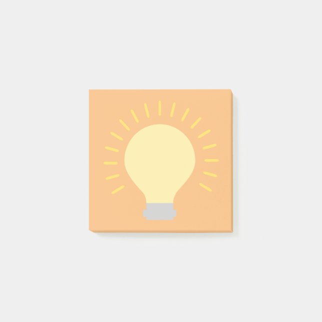 Liten Orange Gult Ljust bulb Art 3x3 Fäster Mini Post-it Block (Framsida)