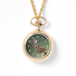 Liten Orange Hummingbird Large Clock Armbandsur