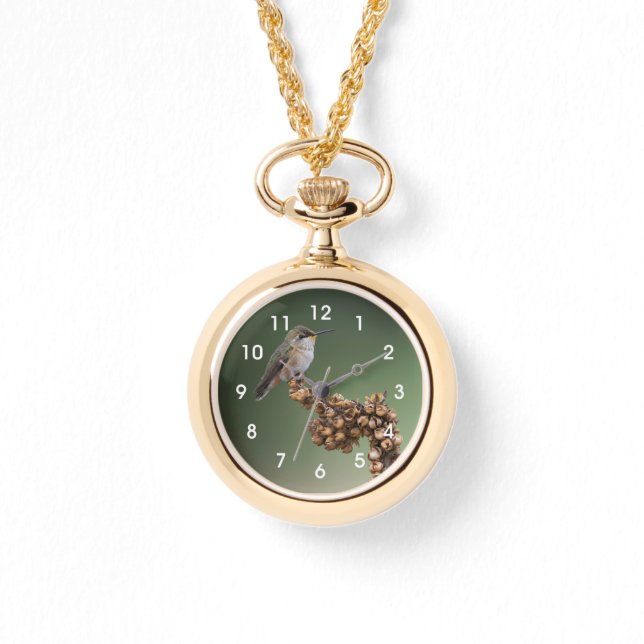 Liten Orange Hummingbird Large Clock Armbandsur (Framsida)