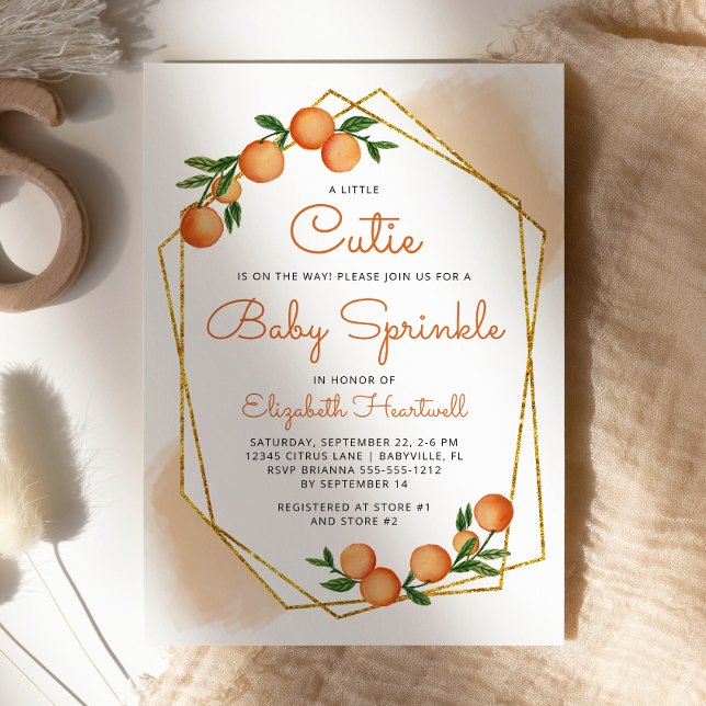 Liten orange söt citrus baby sprinkle inbjudningar (Skapare uppladdad)