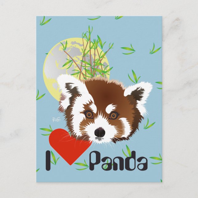 Liten panda (Ailurus fulgens) vykort (Framsida)