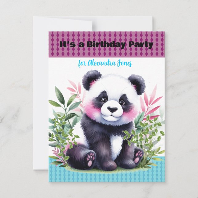 Liten Panda Björn Födelsedagsfest Inbjudan (Framsida)