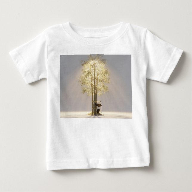 Liten Panda Inuti Blöt Lotusblomma T Shirt (Framsida)