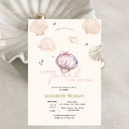 Liten pärl diamanter snigelskal Beige Baby Shower Inbjudningar