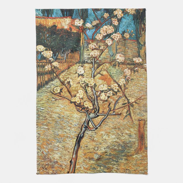 Liten päronträd i blom av Vincent van Gogh Kökshandduk (Vertikal)
