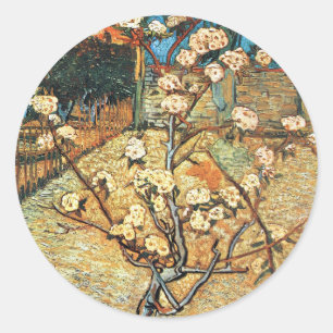 Liten päronträd i blom av Vincent van Gogh Runt Klistermärke