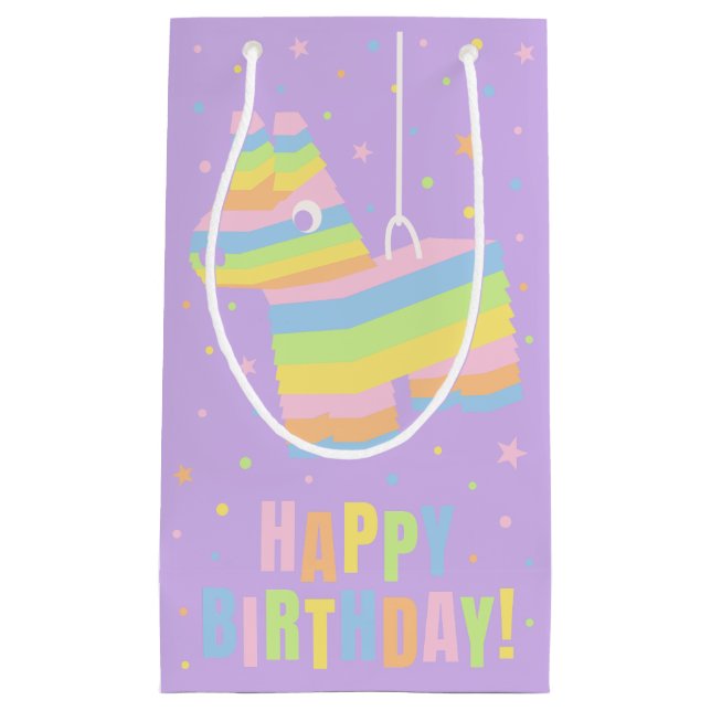 Liten pastellfärgad pinata födelsedagspresentpåse (Framsidan)