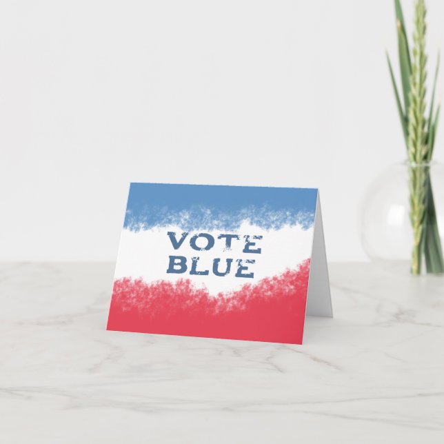 Liten patriotisk röst blå politisk  tack kort (Framsida)