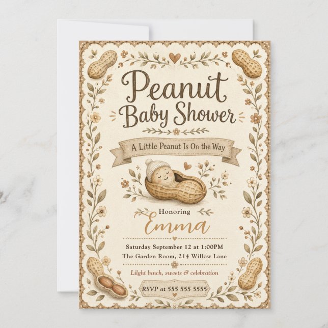 Liten Peanut Baby Shower Inbjudningar (Framsida)