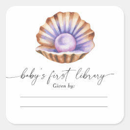 liten Pearl baby shower - Barnets första bibliotek Fyrkantigt Klistermärke