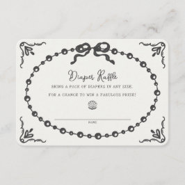 Liten Pearl Coquette Bow Diaper Raffle Insert Tilläggskort