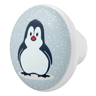 Liten Penguin Snowy Design Ceramic Knob Knopp
