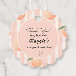 Liten Persika Baby Shower Favor Tack Tag Gåvor Etiketter