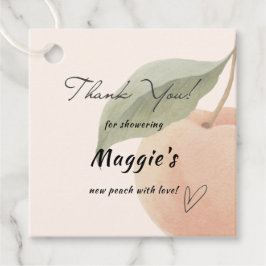 Liten Persika Baby Shower Favor Tack Tag Gåvor Etiketter