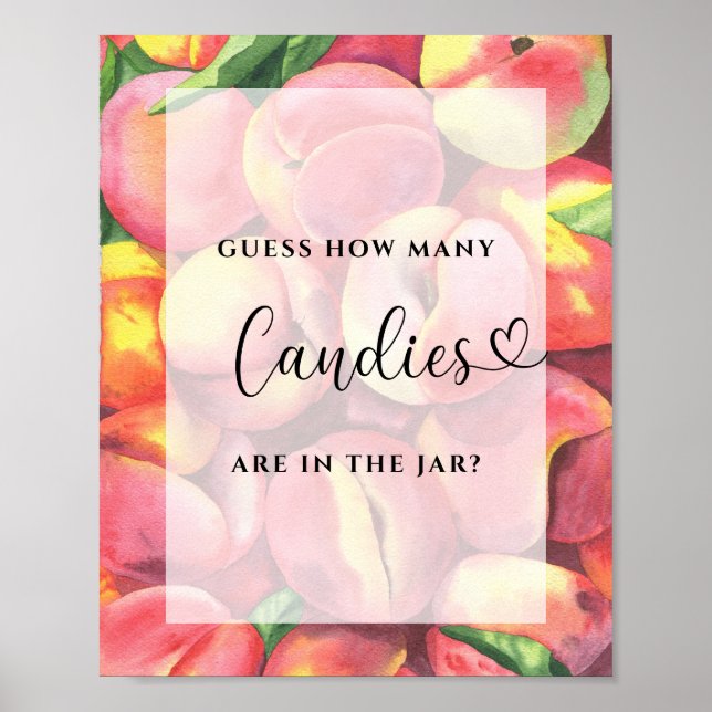 Liten persika - gissa hur många godis-plakat poster (Framsidan)