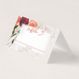 Liten persika, Röd ros-mappad Bröllop Bord Visitkort